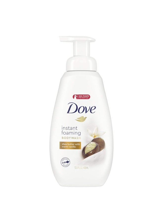 Dove Instant Foaming Body Wash with NutriumMoisture Technology Shea Butter with Warm Vanilla Effectively Washes Away Bacteria While Nourishing Your Skin 13.5 oz,400ml - Image 1